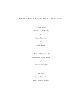 Spectral Approach to Modern Algorithm Design A