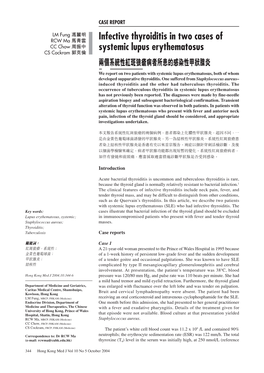 Infective Thyroiditis in Two Cases of Systemic Lupus Erythematosus