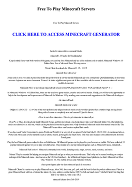 Free to Play Minecraft Servers