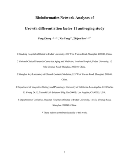 Bioinformatics Network Analyses of Growth