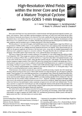 High-Resolution Wind Fields Within the Inner Core and Eye of a Mature Tropical Cyclone from GOES L-Min Images