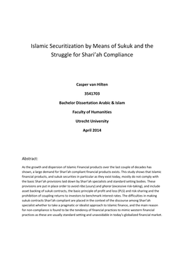 Islamic Securitization by Means of Sukuk and the Struggle for Shari'ah