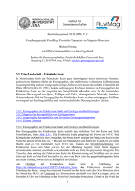 5.9.1. Einzugsgebiet Der Fränkischen Saale Und Geologie Um Bad Kissingen 5.9.2 Magnetische Suszeptibilität Von Liefergesteinen 5.9.3