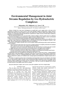 Environmental Management in Joint Streams Regulation by Two Hydroelectric Complexes