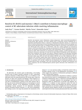 Resolvin D1 (Rvd1) and Maresin 1 (Mar1) Contribute to Human Macrophage Control of M