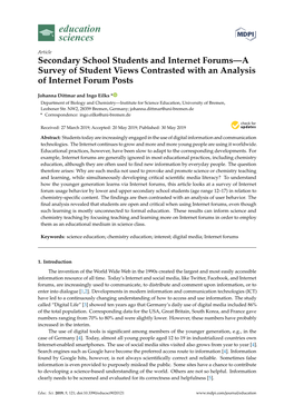 Secondary School Students and Internet Forums—A Survey of Student Views Contrasted with an Analysis of Internet Forum Posts