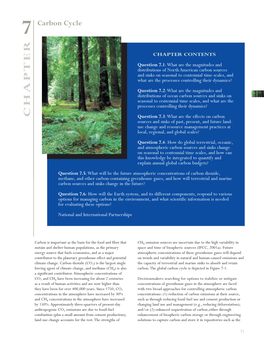 Chapter 7. Carbon Cycle. from Strategic Plan of the US Climate