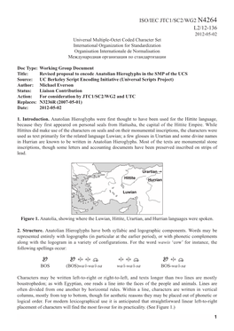 Revised Proposal to Encode Anatolian Hieroglyphs in the SMP of The