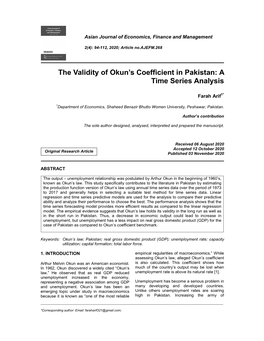 The Validity of Okun's Coefficient in Pakistan