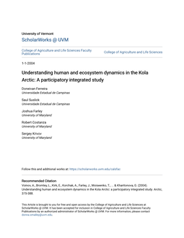 Understanding Human and Ecosystem Dynamics in the Kola Arctic: a Participatory Integrated Study