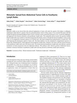 Metastatic Spread from Abdominal Tumor Cells to Parathymic Lymph Nodes