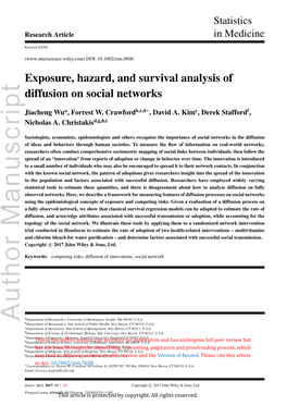 Exposure, Hazard, and Survival Analysis of Diffusion on Social Networks