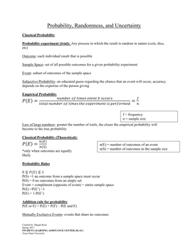 Probability, Randomness, and Uncertainty