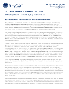 2022 New Zealand & Australia Golf Cruise