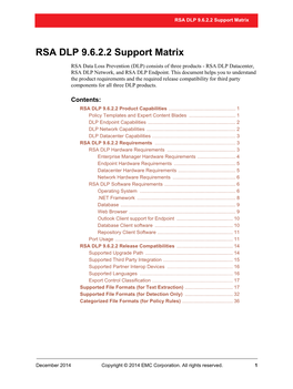 RSA DLP Support Matrix