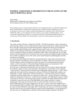 Possible Astronomical References in the Planning of the Great Hopewell Road