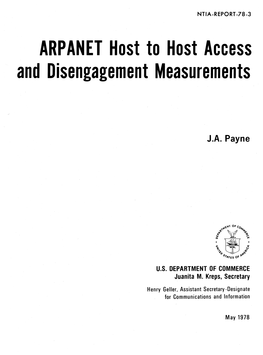 ARPANET HOST to HOST ACCESS and DISENGAGEMENT MEASUREMENTS Judd A