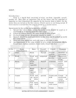 Introduction:- Soup Is a Liquid Food Consisting of Meat, Sea-Food, Vegetable, Cereals, Poultry Etc