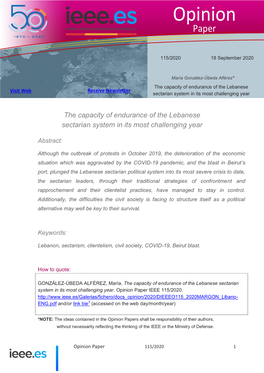 The Capacity of Endurance of the Lebanese Sectarian System in Its Most Challenging Year