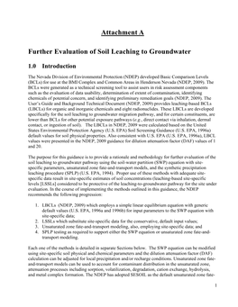 Attachment a Further Evaluation of Soil Leaching to Groundwater