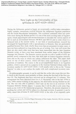 New Light on the Universality of Isis (Pvienna D. 6297+6329+10101)*