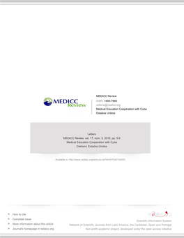 MEDICC Review ISSN: 1555-7960 Editors@Medicc.Org Medical Education Cooperation with Cuba Estados Unidos