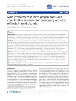 Male Involvement in Birth Preparedness and Complication
