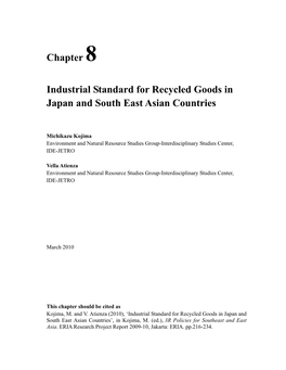 CHAPTER 8 Industrial Standard for Recycled Goods in Japan and South East Asian Countries