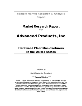 Sample Market Research & Analysis Report