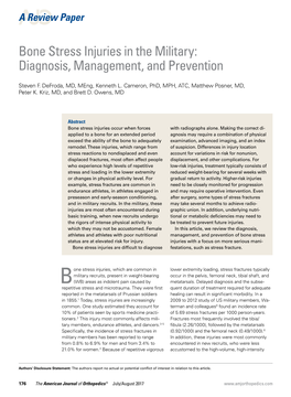 Bone Stress Injuries in the Military: Diagnosis, Management, and Prevention