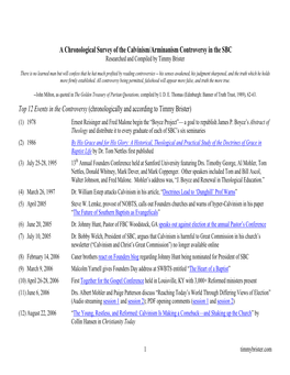 A Chronological Survey of the Calvinism/Arminanism Controversy in the SBC Researched and Compiled by Timmy Brister