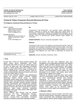 Türkiye'de Yetişen Compactae (Russula) Altcinsine Ait Türler