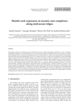 Mantle Rock Exposures at Oceanic Core Complexes Along Mid-Ocean Ridges