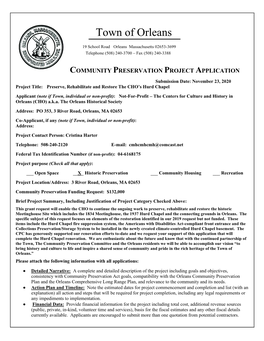 Community Preservation Project Application