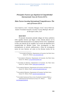 Principales Factores Que Impulsan La Competitividad Internacional: Caso De Ferrero S.P.A