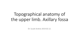 Topographical Anatomy of the Upper Limb. Axillary Fossa