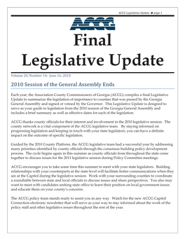 2010 Final Legislative Update