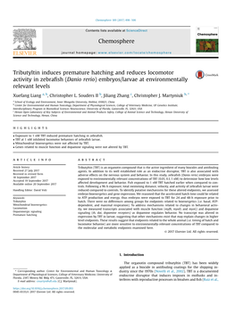 (Danio Rerio) Embryos/Larvae at Environmentally Relevant Levels