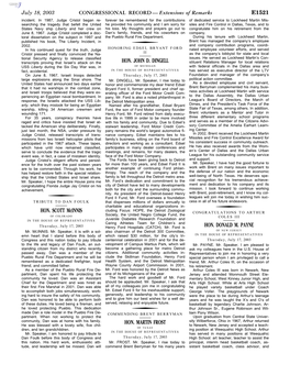 CONGRESSIONAL RECORD— Extensions of Remarks E1521 HON