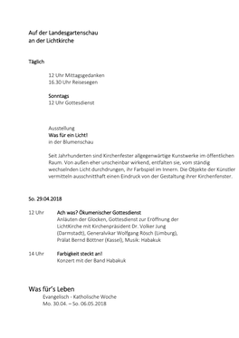 Programm Katholisch/Ökumenisch Zur