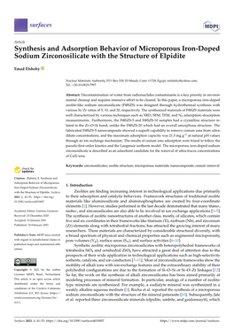Synthesis and Adsorption Behavior of Microporous Iron-Doped Sodium Zirconosilicate with the Structure of Elpidite