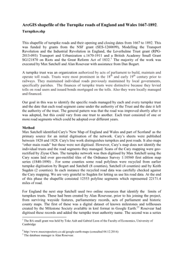 Arcgis Shapefile of the Turnpike Roads of England and Wales 1667-1892. Turnpikes.Shp