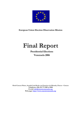 Presidential Elections Venezuela 2006