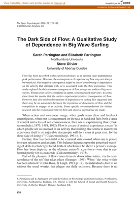 The Dark Side of Flow: a Qualitative Study of Dependence in Big Wave Surfing