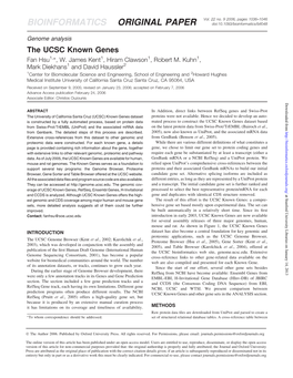 The UCSC Known Genes Fan Hsu1,Ã, W