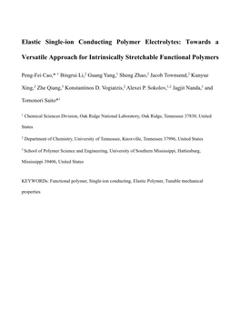Elastic Single-Ion Conducting Polymer Electrolytes: Towards A