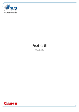 Table of Contents Readiris 15