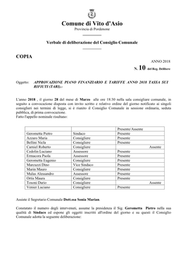 Comune Di Vito D'asio Provincia Di Pordenone ______