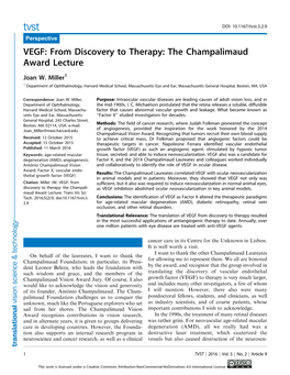 VEGF: from Discovery to Therapy: the Champalimaud Award Lecture
