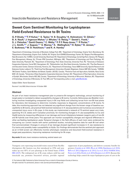 Sweet Corn Sentinel Monitoring for Lepidopteran Field-Evolved